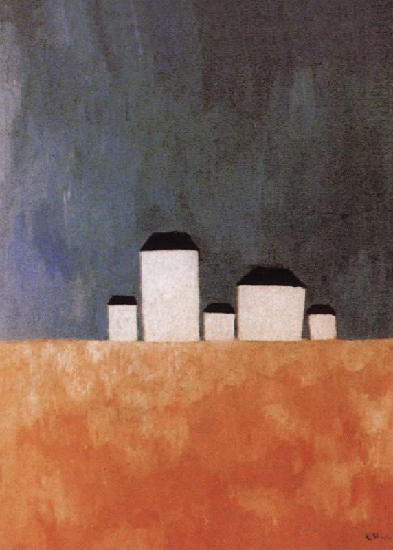 Kasimir Malevich Five house Landscape china oil painting image